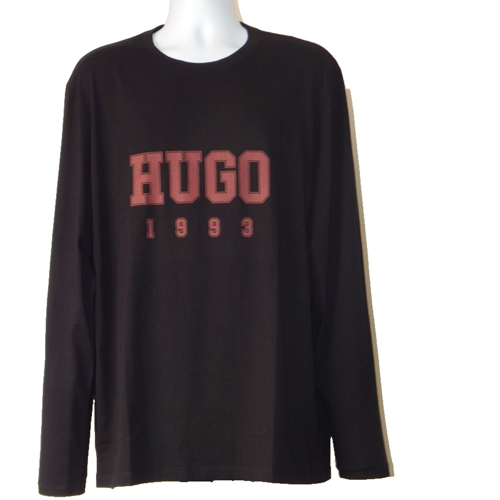 Hugo BOSS Red Label Duncu Logo Graphic Long Sleeve Black T Shirt Men MEDIUM NWT